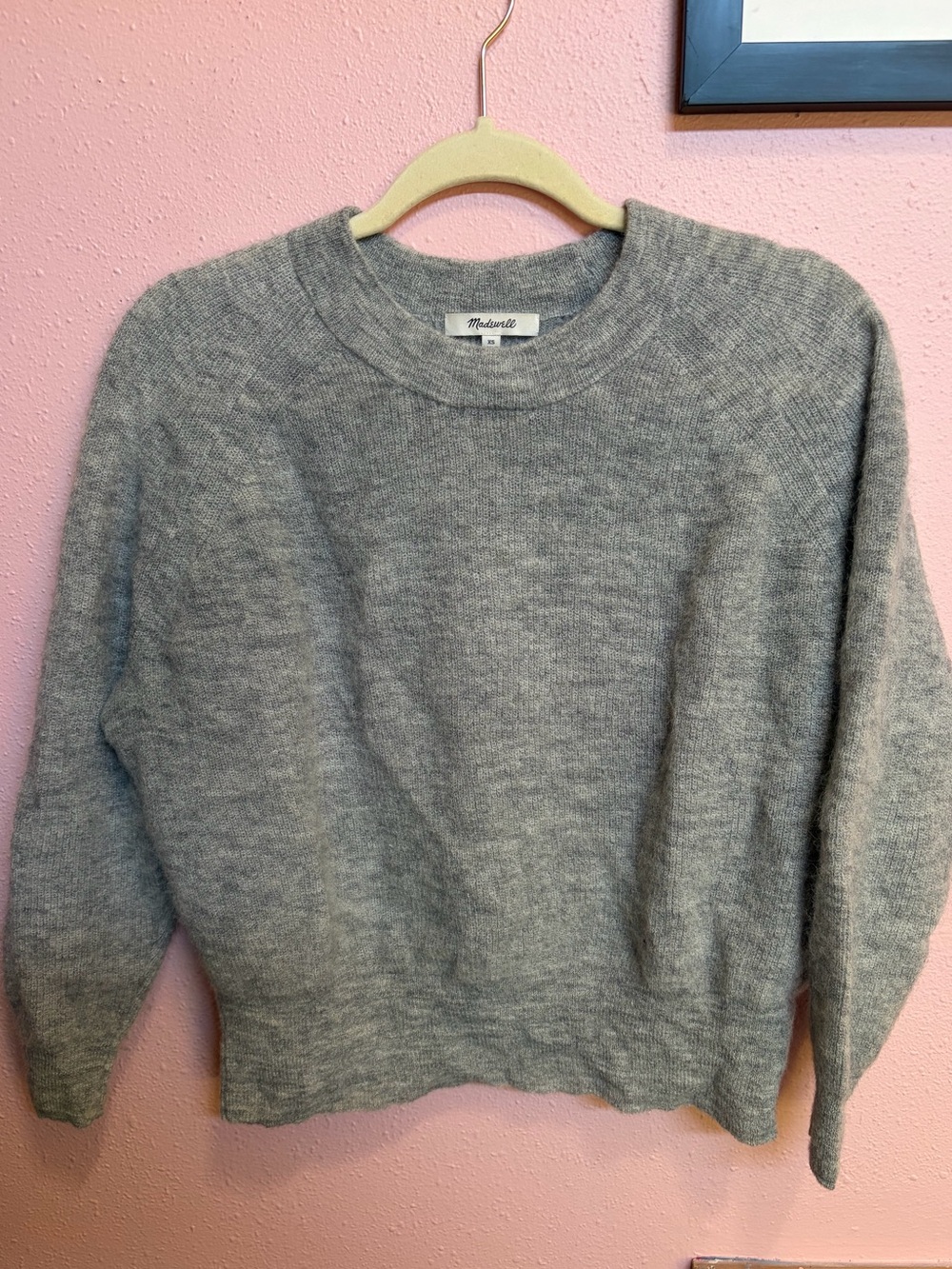Madewell Ribbed Alpaca-Blend Crewneck Sweater in Grey XS